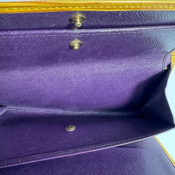 Louis Vuitton Epi Leather Sarah Wallet Yellow Long Bifold Purse Made in Spain - Picture 8 of 12